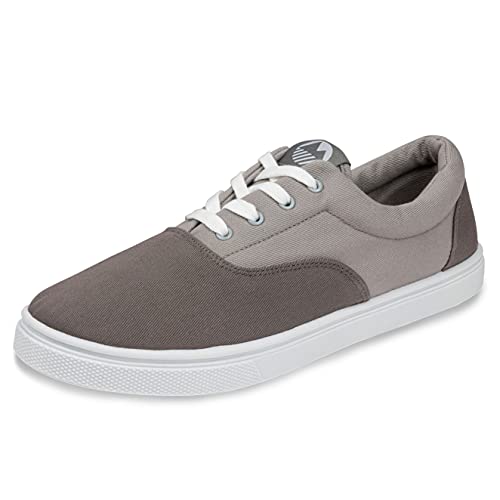 Lakeland Active Herren Hudson Baumwolle Canvas Turnschuhe Sommer Urlaub Atmungsaktiv Deck Boot Casual Schnürschuhe Mode Schuhe Plimsolls in Weiß Marineblau & Grau, grau, 44 EU von Lakeland Active