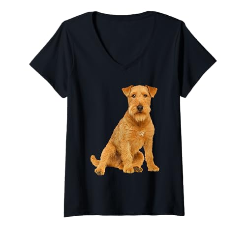 Damen Lakeland Terrier T-Shirt mit V-Ausschnitt von Lakeland Terrier Dog