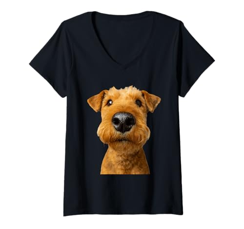 Damen Lakeland Terrier T-Shirt mit V-Ausschnitt von Lakeland Terrier Dog