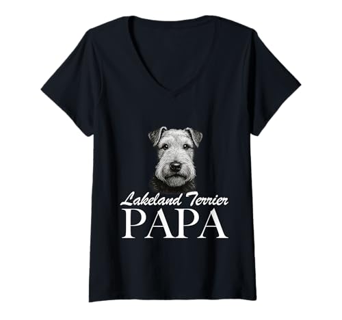 Damen Lakeland Terrier Papa T-Shirt mit V-Ausschnitt Damen Lakeland Terrier Papa T-Shirt mit V-Ausschnitt von Lakeland Terrier Papa