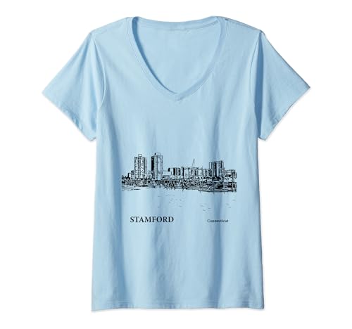 Damen Stamford, Connecticut T-Shirt mit V-Ausschnitt von Lakeric