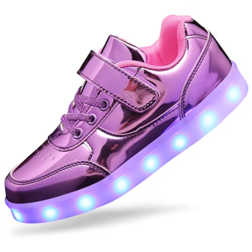 Kinder-Schuhe, LED-Sneaker, USB-Aufladung, blinkende Turnschuhe für Jungen und Mädchen, hohe Top-Sneaker, D Pink, 39 1/3 EU von Lakerom