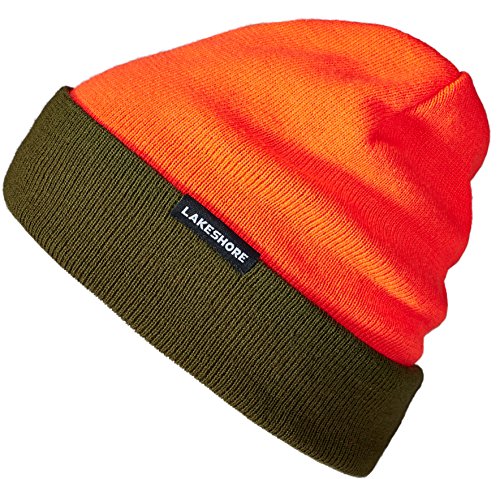 Lakeshore® Wendbare Jagdmütze I Signalfarbe Jagd Mütze für Drückjagd und Treibjagd I Wendemütze, Damen und Herren, Orange/Olive von Lakeshore