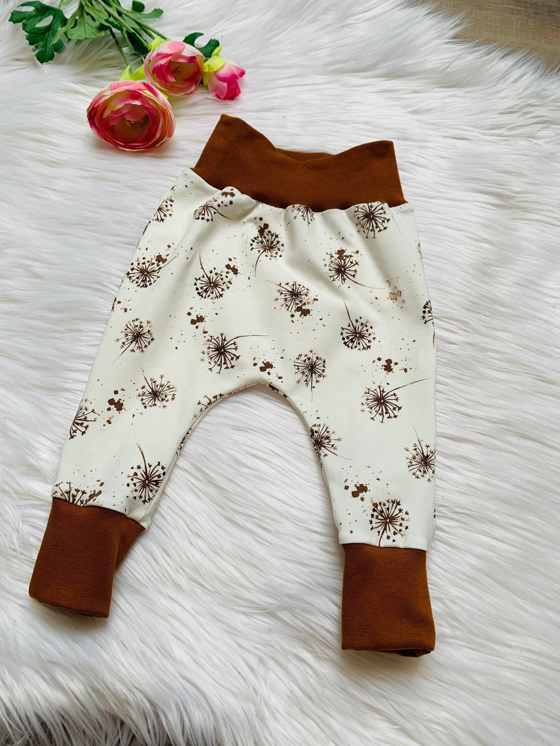 Babyhose Gr. 56/62/68/74/80 Creme Pusteblumen Braun von Lakotana
