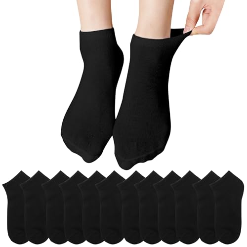 Lakpoau 12 Paar Sneaker Socken Herren Füßlinge Herren Atmungsaktive Sportsocken Kurz Laufsocken Knöchelsocken Herren Socken Kurz Herren 43-46 Schwarz Socken Baumwolle Kurze Laufsocken Unisex von Lakpoau