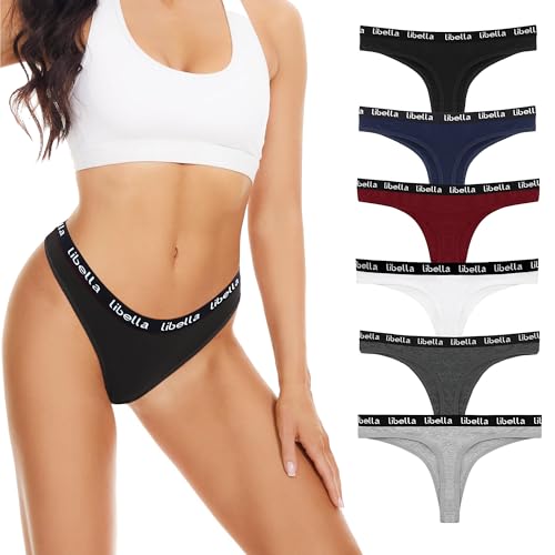 Lakpoau 6er Pack String Tanga Damen Set Baumwoll Unterhosen Damen Tangas Unterwäsche Frauen mit Niedriger Taille Atmungsaktiv Unterwäsche Mehrfarbig UN2 S von Lakpoau