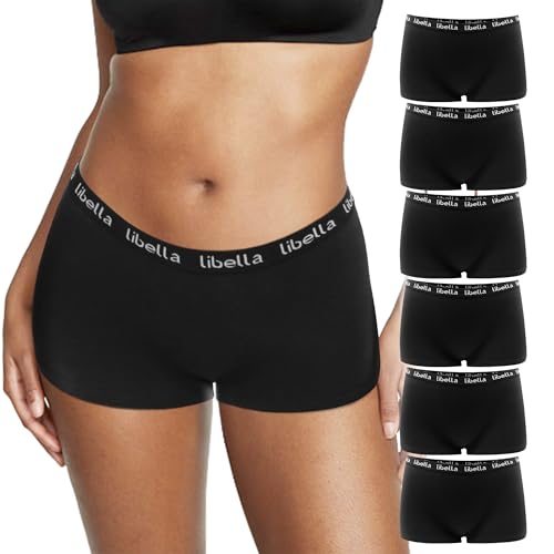 Lakpoau Boxershorts Damen Baumwolle,Hipster Panties Damen Unterhosen Damen Panty aus 100% Baumwoll Schritt,Atmungsaktiv Boxershorts Unterwäsche Frauen Hotpants Damen 6er Pack 3429-BL-M von Lakpoau