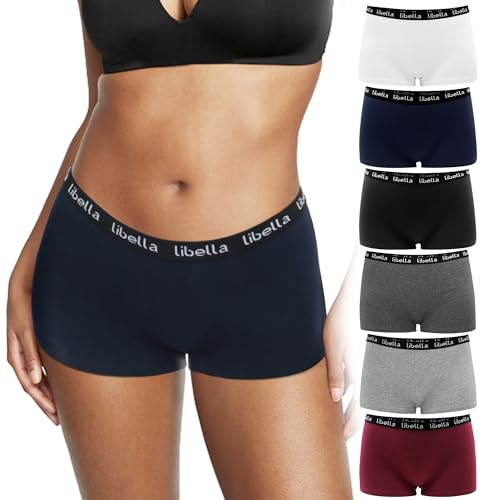 Lakpoau Boxershorts Damen Baumwolle,Hipster Panties Damen Unterhosen Damen Panty aus 100% Baumwoll Schritt,Atmungsaktiv Boxershorts Unterwäsche Frauen Hotpants Damen 6er Pack 3429-UN2-M von Lakpoau