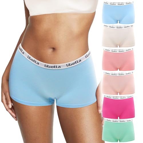 Lakpoau Boxershorts Damen Baumwolle,Hipster Panties Damen Unterhosen Damen Panty aus 100% Baumwoll Schritt,Atmungsaktiv Boxershorts Unterwäsche Frauen Hotpants Damen 6er Pack 3429-UN3-L von Lakpoau