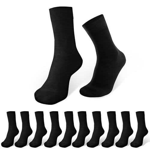 Lakpoau 10 paar Socken Herren 39-42 Sportsocken Herren Baumwolle Business Socken Lange Atmungsaktive Socks Schwarz Business Männersocken, Anzugsocken Business Socken Herren 39-42 ZD2401 von Lakpoau