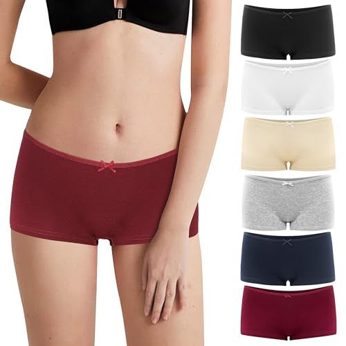 Lakpoau Damen Panties Boxershorts Unterhosen Damen Baumwolle Pantys Atmungsaktiv Baumwolle Hipster Damen Höschen Unterwäsche Frauen im 6er Pack 3901 UN 2XL von Lakpoau