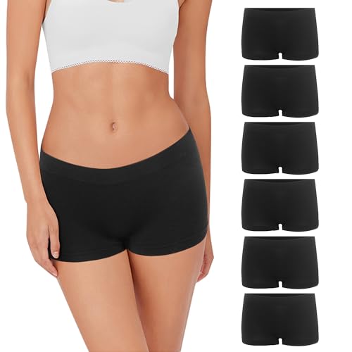 Lakpoau Boxershorts Damen Unterhosen Nahtlos Unterwäsche Frauen Panties Hipsters für Damen Hipster Pantys Atmungsaktive Boyshorts Bequem Hotpants Weich Slip Women 6er Pack BL 2XL/3XL von Lakpoau