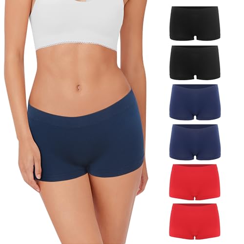 Lakpoau Damen Panties 6er Pack Damen Boxershorts Unterwäsche Hotpants Damen Unterhosen Radlerhose ohne Seitennähte Hipsters Unterhose Damen Pantys 6er 3908UN3 2XL/3XL von Lakpoau