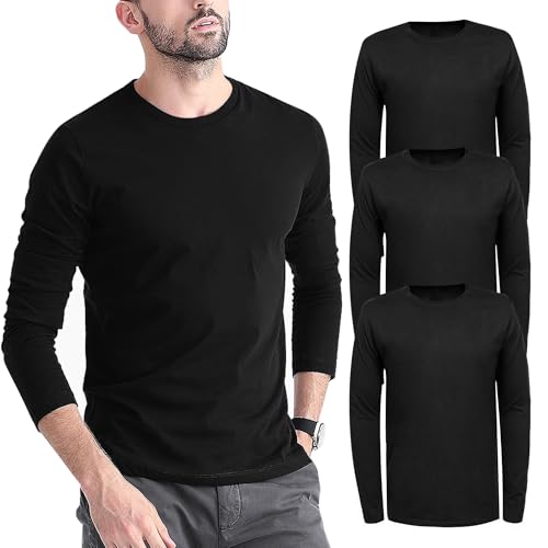 Lakpoau Langarmshirt Herren Longsleeve Tshirt Herren Langarm T-Shirts Basic Pullover Herren Long-Sleeve Baumwolle Einfarbig Rundhals T-Shirt BL-2XL-3 Lakpoau Langarmshirt Herren Longsleeve Tshirt Herren Langarm T-Shirts Basic Pullover Herren Long-Sleeve Baumwolle Einfarbig Rundhals T-Shirt BL-2XL-3 von Lakpoau