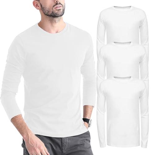 Lakpoau Langarmshirt Herren Longsleeve Tshirt Herren Langarm T-Shirts Basic Pullover Herren Long-Sleeve Baumwolle Einfarbig Rundhals T-Shirt WH-XL-3 Lakpoau Langarmshirt Herren Longsleeve Tshirt Herren Langarm T-Shirts Basic Pullover Herren Long-Sleeve Baumwolle Einfarbig Rundhals T-Shirt WH-XL-3 von Lakpoau