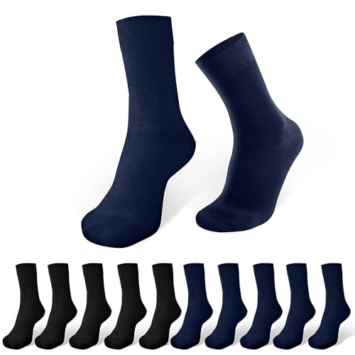 Lakpoau Socken Herren 39-42 Business Socken Herrensocken Sport Socks Atmungsaktive Socken Baumwolle herrensocken 39-42 Socken Schwarz 10 paar, Soft Baumwolle, Schwarz oder Blau, Herren und Damen von Lakpoau