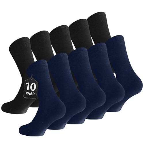 Lakpoau 10 paar Socken Herren 47-50 Herrensocken Business Socken Herren Schwarz Socken Baumwolle Sportsocken Atmungsaktive Strümpfe Herren Socken Schwarz oder Navyblau,Anzugsocken,Tennissocken von Lakpoau