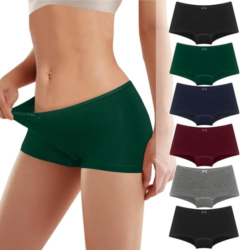 Lakpoau Damen Baumwolle Boxershorts Panties Unterhosen Damen Unterwäsche Baumwolle Slips Atmungsaktive Shorts Damen Cotton Panties Hipster Bequeme Unterwäsche für Frauen Mehrpack 6er Pack UN8 L von Lakpoau