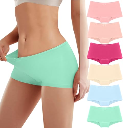 Lakpoau Unterwäsche Frauen Boxershorts Damen Radlerhose Boxershorts Damen Baumwolle Shorts Panties Damen Schlüpfer Damen Baumwolle Weich Bequeme Hipster Slips 6er Pack UN3 Größe XL von Lakpoau