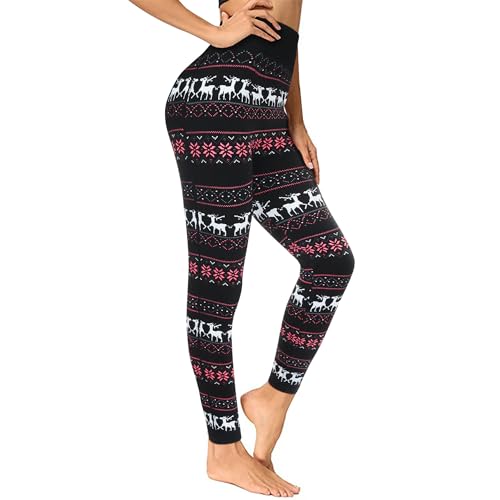 Lakpoau Thermo Leggings Damen Winterleggings Warme Winter Leggings Damen Gefüttert Skinny Thermoleggings mit Weihnachtsleggings Innenfleece Damen Thermo Leggings Einheitsgröße 4145-B von Lakpoau