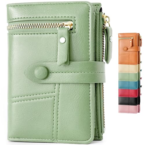 Lakpopya Geldbörse Damen 14×10cm, Geldbeutel Viele Fächer, Portemonnaie Damen PU Leder mit Münzfach (grün) von Lakpopya