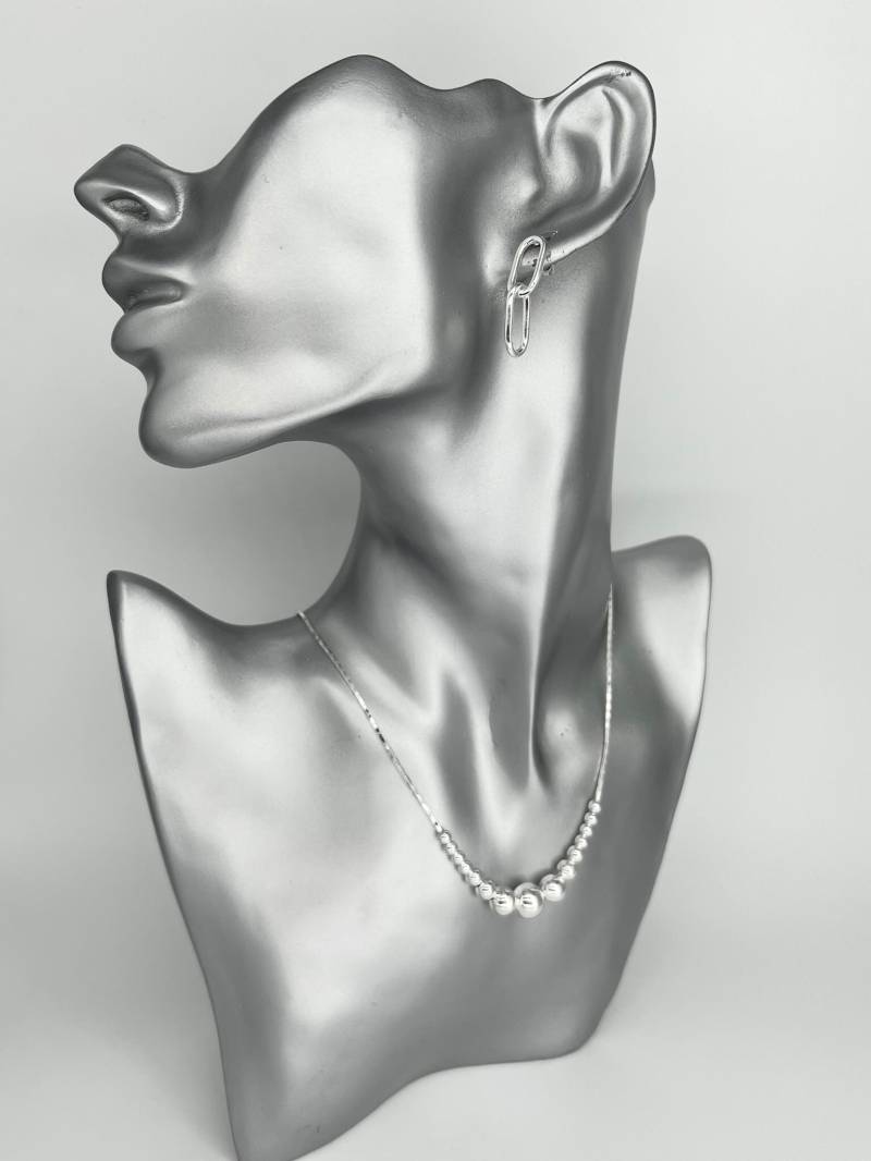 Silberperlenkette 925 Sterling Silber Kugelkette Mit Silberkugeln Elegante Halskette Für Damen von LakshmiDecor