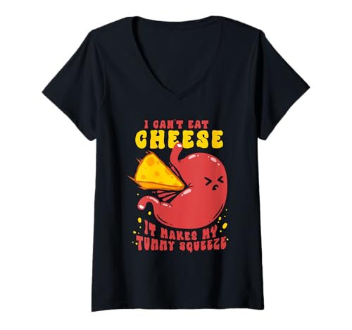 Damen Laktoseintoleranz Laktoseintolerant I Cant Eat Cheese T-Shirt mit V-Ausschnitt Damen Laktoseintoleranz Laktoseintolerant I Cant Eat Cheese T-Shirt mit V-Ausschnitt von Laktoseintolerant
