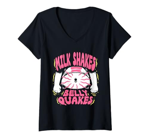 Damen Laktoseintoleranz Laktoseintolerant Milk Shakes Belly Quakes T-Shirt mit V-Ausschnitt Damen Laktoseintoleranz Laktoseintolerant Milk Shakes Belly Quakes T-Shirt mit V-Ausschnitt von Laktoseintolerant