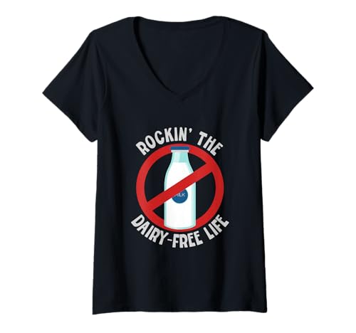 Damen Laktoseintoleranz Laktoseintolerant T-Shirt mit V-Ausschnitt Damen Laktoseintoleranz Laktoseintolerant T-Shirt mit V-Ausschnitt von Laktoseintolerant