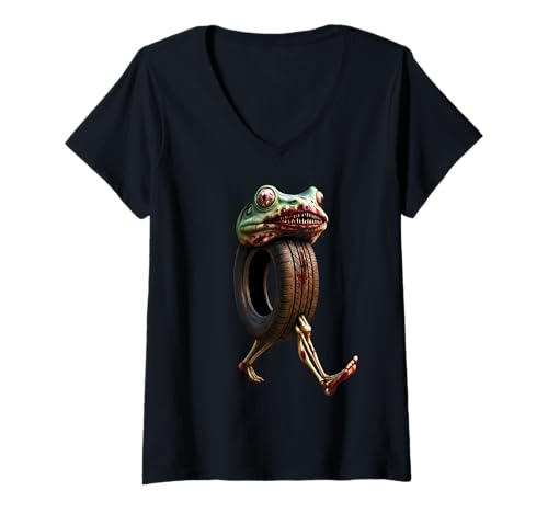 Damen Bonecia Zombia Ambalabu Italian Brainrot Lustig Halloween T-Shirt mit V-Ausschnitt Damen Bonecia Zombia Ambalabu Italian Brainrot Lustig Halloween T-Shirt mit V-Ausschnitt von LalaTungSahur