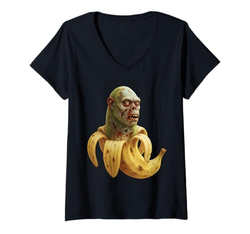 Damen Chimpanzini Zombini Bananini Italian Brainrot Lustiges Halloween T-Shirt mit V-Ausschnitt Damen Chimpanzini Zombini Bananini Italian Brainrot Lustiges Halloween T-Shirt mit V-Ausschnitt von LalaTungSahur