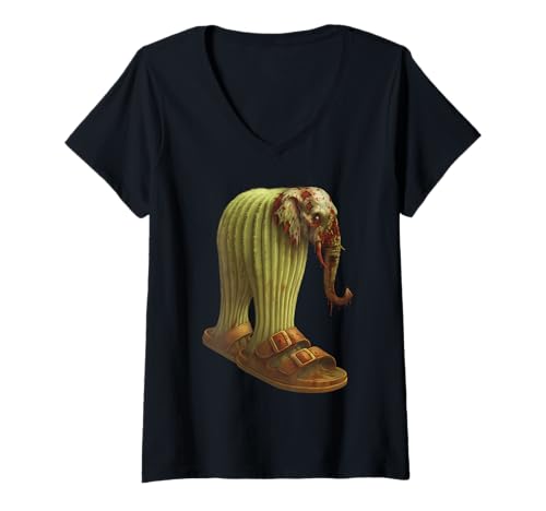 Damen Lirilì Zombini Larilà Italian Brainrot Lustig Halloween T-Shirt mit V-Ausschnitt Damen Lirilì Zombini Larilà Italian Brainrot Lustig Halloween T-Shirt mit V-Ausschnitt von LalaTungSahur