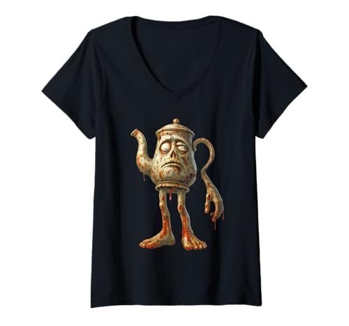 Damen TA Sahur Zombie Italian Brainrot Lustig Halloween T-Shirt mit V-Ausschnitt Damen TA Sahur Zombie Italian Brainrot Lustig Halloween T-Shirt mit V-Ausschnitt von LalaTungSahur