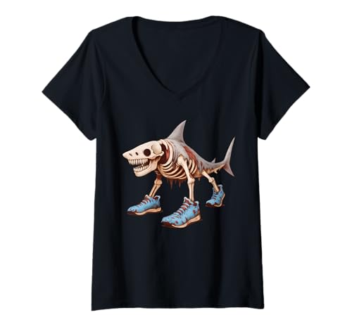 Damen Tralalero Zombino Tralala Italian Brainrot Lustig Halloween T-Shirt mit V-Ausschnitt Damen Tralalero Zombino Tralala Italian Brainrot Lustig Halloween T-Shirt mit V-Ausschnitt von LalaTungSahur
