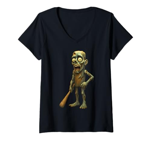 Damen Tung Zombie Sahur Italian Brainrot Lustig Halloween T-Shirt mit V-Ausschnitt Damen Tung Zombie Sahur Italian Brainrot Lustig Halloween T-Shirt mit V-Ausschnitt von LalaTungSahur