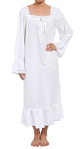 Lalander Elegant Damen Nachthemd Schlafanzüge Nachtwäsche Sleepwear Langarm Schlafanzug mit Spitze von Lalander