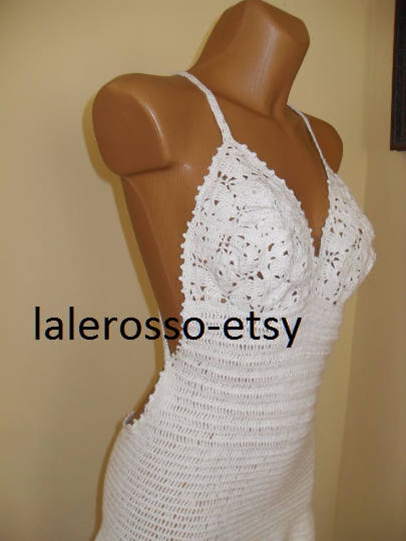 Gehäkeltes Langes Weißes Hochzeitskleid, Brautkleidq 38-40Eu, Cup C Gehäkeltes Langes Weißes Hochzeitskleid, Brautkleidq 38-40Eu, Cup C von Lalerosso