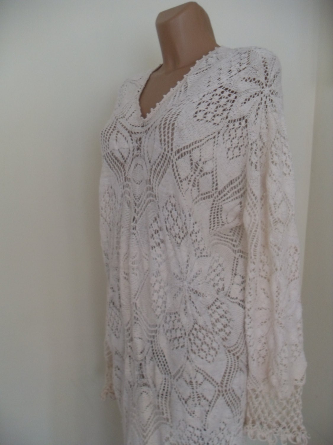 Plus Brautkleid Robe 100% Baumwolle Gestrickt, Hochzeitskleid, Zartes Weisses Spitzenkleid, Handgestrickt .plus Strickkleid Plus Brautkleid Robe 100% Baumwolle Gestrickt, Hochzeitskleid, Zartes Weisses Spitzenkleid, Handgestrickt .plus Strickkleid von Lalerosso