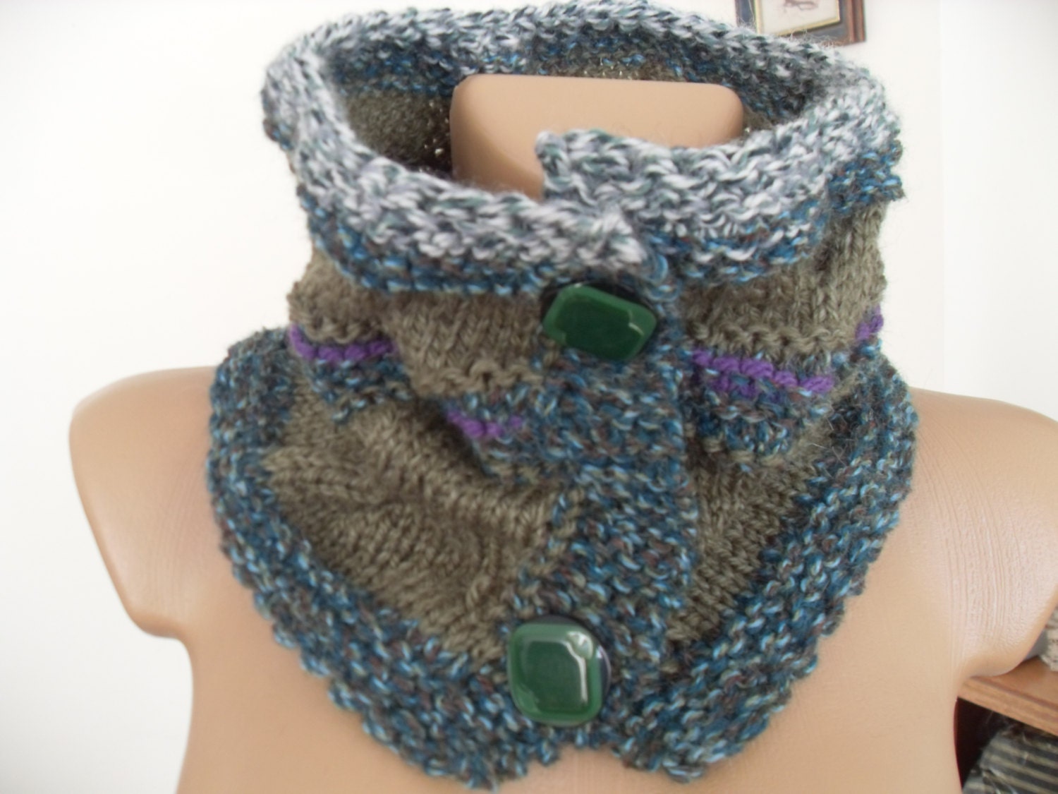 strickkragen Aus Wolle, Bolero Weichem Wollgarn, Grün Pastellfarben strickkragen Aus Wolle, Bolero Weichem Wollgarn, Grün Pastellfarben von Lalerosso