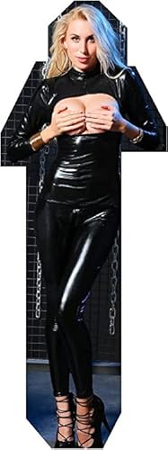 Catsuit, Wet Look wie Latex, Gr. 36/38 Ganzkörper Anzug, Damen Frauen schwarz, glänzend, Reißverschluss, Zip hinten, Wet Look, fetisch, Fasching, Sexspielzeug Sex (L) von Lalia