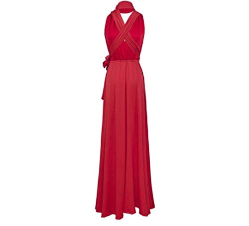 Infinity Kleid inklusive Bandeau Top, Ballkleid Brautjungfernkleid Gr. 42-48 ROT Wickelkleid lang, 70 Verschiedene Wickelarten Brautkleid, Bridesmaid, one Size, Stretch (Rot, 2 (42-48)) von Lalia