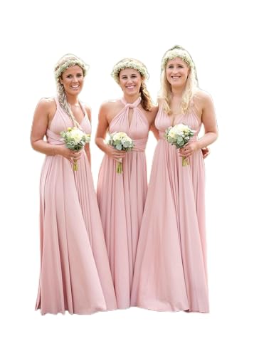 Infinity Kleid inklusive Bandeau Top, Ballkleid Brautjungfernkleid Gr. 42-48 Wickelkleid lang, 70 Verschiedene Wickelarten Brautkleid, Bridesmaid, one Size, Stretch (Blush (rosa), 2 (42-48)) von Lalia