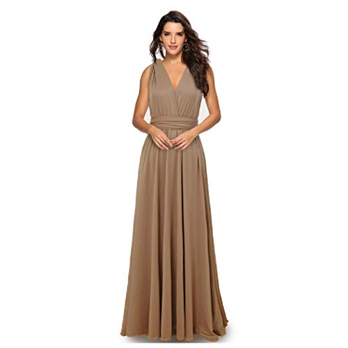 Infinity Kleid inklusive Bandeau Top Brautjungfernkleid Gr. 34-42 viele Farben Wickelkleid lang, 70 Verschiedene Wickelarten Brautkleid, Abendkleid Kleid lang Maxikleid (Braun/Beige, 1 (34-42)) von Lalia