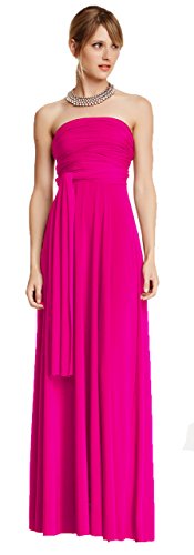 Infinity Kleid inklusive Bandeau Top Brautjungfernkleid Gr. 42-48 Pink Wickelkleid lang, 70 Verschiedene Wickelarten Brautkleid, Abendkleid Kleid lang Maxikleid (Pink, 2 (42-48)) von Lalia