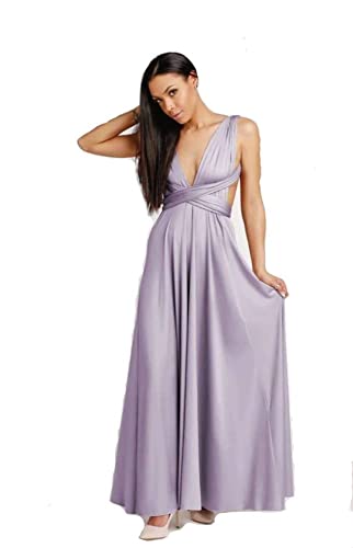 Infinity Kleid inklusive Bandeau Top Brautjungfernkleid Gr. 42-48 viele Farben Wickelkleid lang, 70 Verschiedene Wickelarten Brautkleid, Abendkleid Kleid lang Maxikleid (Lavendel, 2 (42-48)) von Lalia