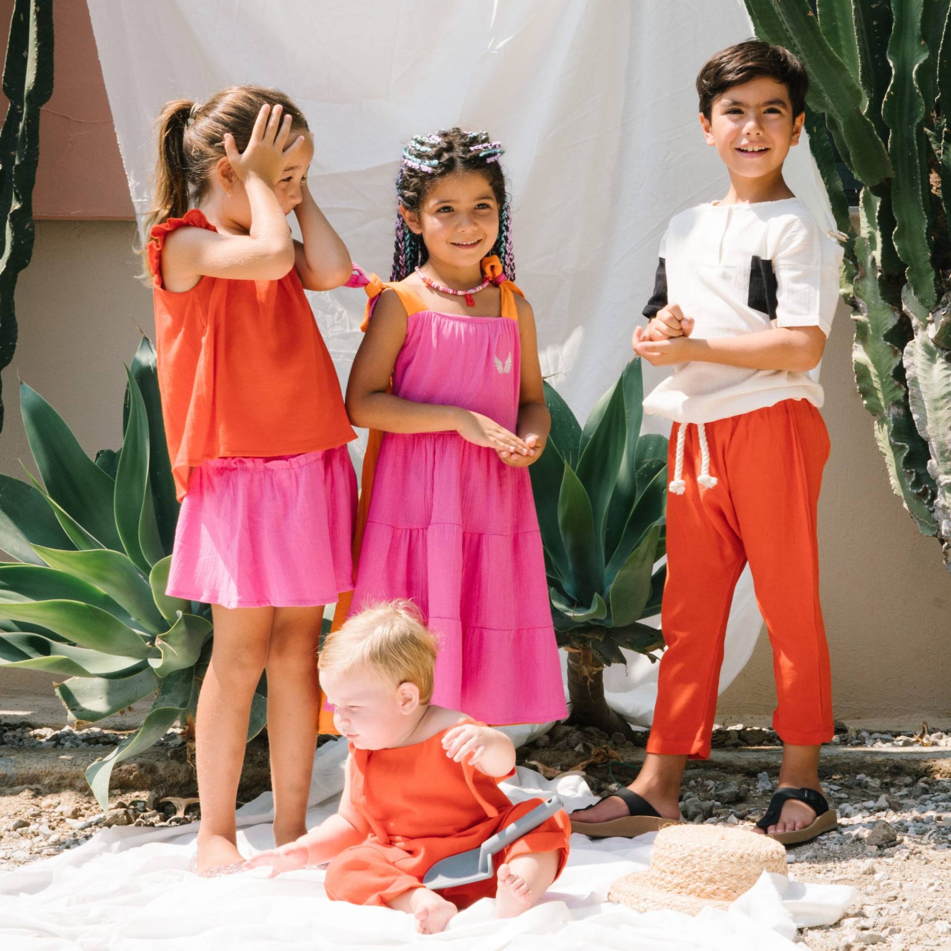 Lally Things Colorblock Doppelseitiges Rosa-Oranges Langes Kleid von LallyThingsShop