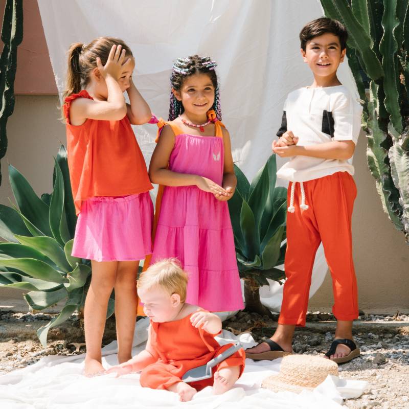 Lally Things Colorblock Doppelseitiges Rosa-Oranges Langes Kleid von LallyThingsShop