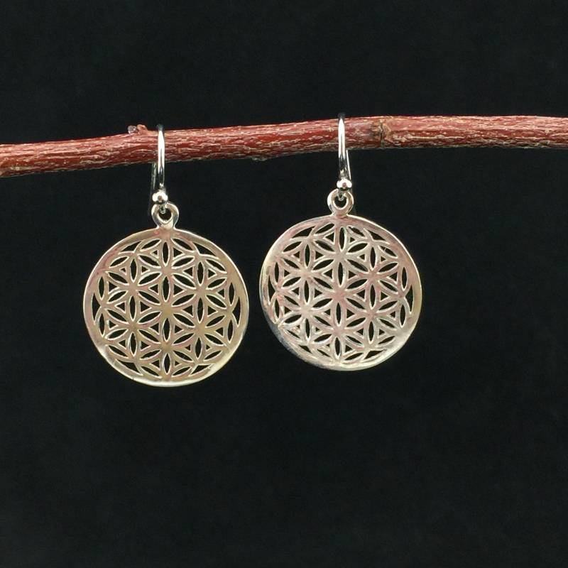 Heilige Geometrie Sterling Silber "Blume Des Lebens' Ohrringe von LaloulaOnline
