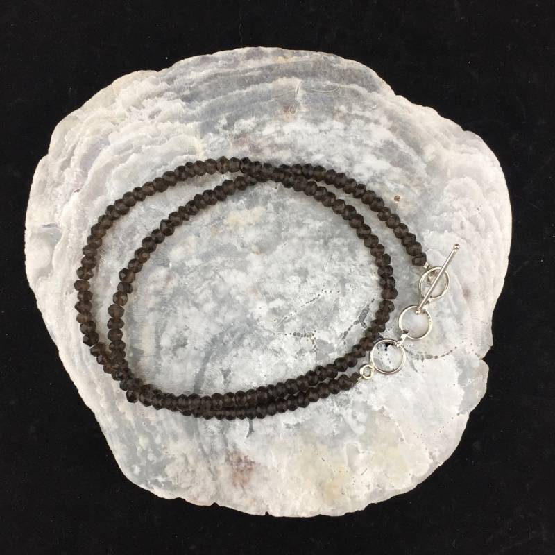 Rauchige Quarz Barock Perlen Halskette, Einzelne Strang Verstellbar E-Sterling Knebel Verschluss | P-1 von LaloulaOnline