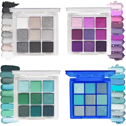 Tragbares Lidschatten-Paletten-Set mit 9 Farben – mit Schattierungen von Schwarz, Blau, Grün und Violett – ideal für Reisen, bequemes Auftragen von Augen-Make-up Tragbares Lidschatten-Paletten-Set mit 9 Farben – mit Schattierungen von Schwarz, Blau, Grün und Violett – ideal für Reisen, bequemes Auftragen von Augen-Make-up von LaluluTek